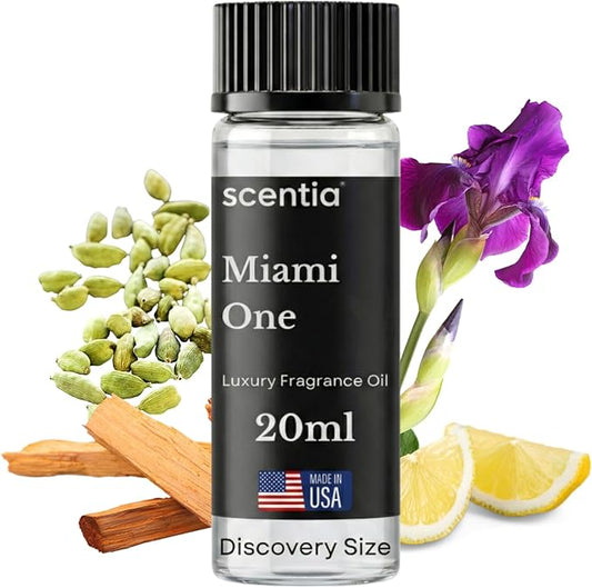 Scentia Miami One (My Way) Aromatherapy Oil for Diffuser – Hotel Scent Inspired by 1 Hotel Miami Beach – 20 mL – Lemon, Sandalwood & Cedar Natural Fragrance Oil for Waterless & Cold Air Diffusers