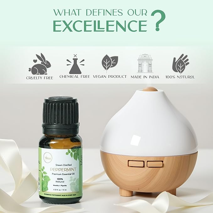 MyAce Peppermint Essential Oil 0.33 fl oz – 100% Pure & Steam Distilled Mentha Piperita – Undiluted, Natural Aromatherapy Oil for Diffuser, DIY Blends, Hair & Skin Care