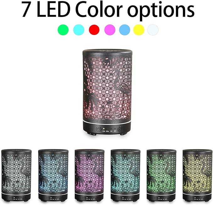 Flamingo Essential Oil Diffuser, 100ML Aromatherapy Diffuser Humidifiers for Bedroom, 7 Color Mood Lights, Waterless Auto-Off, for Bedroom, Office (Wooden)