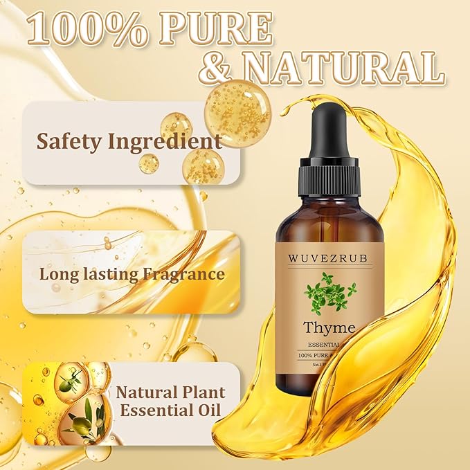 Thyme Essential Oil 60ML - 100% Pure and Natural Oils for Aromatherapy Diffuser - 2 Fl Oz/Thyme