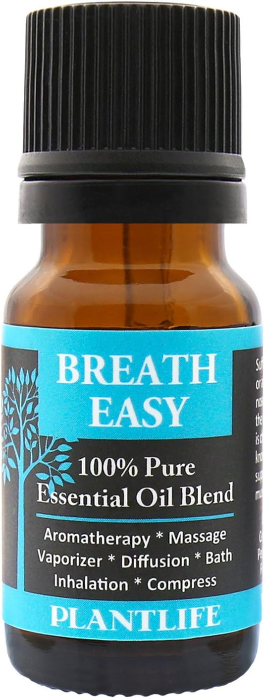 Plantlife Breathe Easy Aromatherapy Essential Oil - Straight from The Plant 100% Pure Therapeutic Grade - No Additives or Fillers - 10 ml