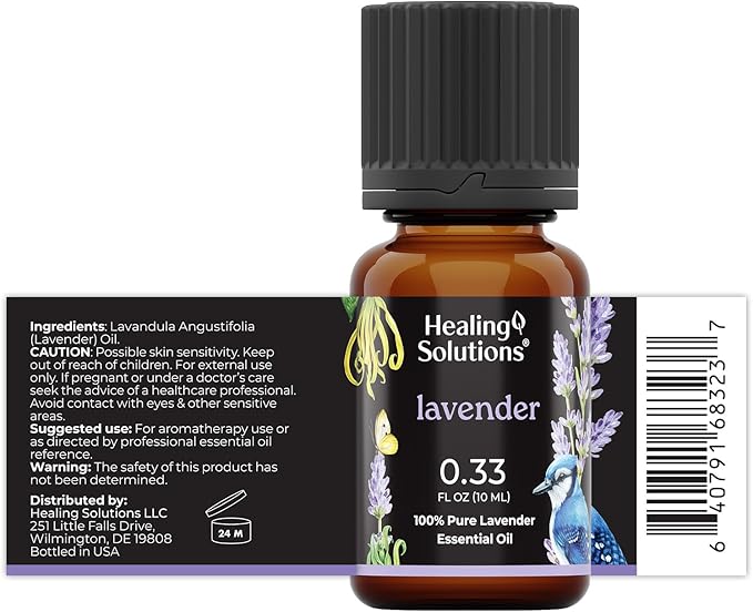 Healing Solutions Lavender Essential Oil Pure - 0.33 Fluid Ounces
