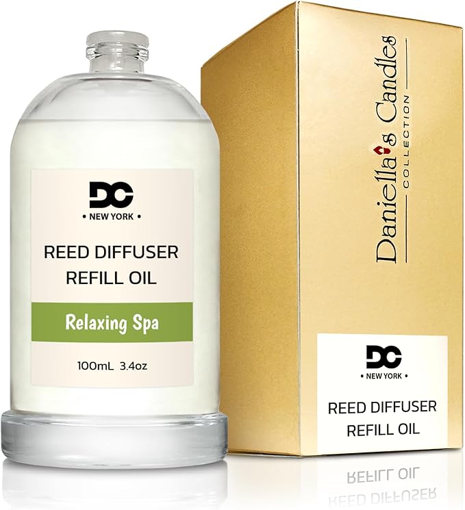 Daniella's Candles Relaxing Spa Reed Diffuser Refill Oil, 3.4oz/100ml, Premium Fragrance Oil, Home Fragrance, Long Lasting, Oil for Reed Diffuser