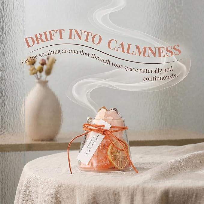 Himalayan Salt Stone Diffuser DIY Kit, Natural Crystal Aromatherapy with Essential Oil, Salt and Stone Gift Set for Home Decor, Eco-Friendly Air Freshener for Bedroom Office Wellness(White)