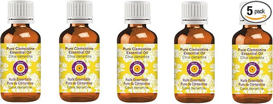 Deve Herbes Pure Clementine Essential Oil (Citrus Clementina) Steam Distilled (Pack of Five) 100ml X 5 (16.9 oz)