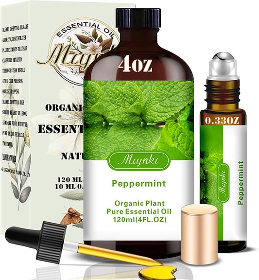 Peppermint Essential Oil – MLYNKL Peppermint Oils 4.33 fl oz for Diffusers, Humidifiers, Massage, DIY Candles, Soap, Cleaning, Home, Yoga, Office, Gifts - 130 ml