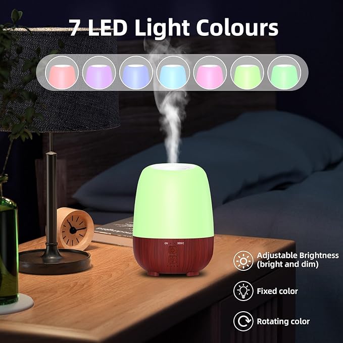 SPLITSKY Cordless Essential Oil Diffuser, 150ml Rechargeable Battery-Operated Quiet Aromatherapy Diffuser with 7-Hour Runtime, 7-Color LED Light & 2 Timer Settings for Bedroom, Living Room, Bathroom