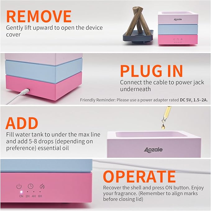 280ML Bonfire Style Essential Oil Diffuser, Pink Aromatherapy Diffuser with Remote, Flame Effect, 7-Color LED, Timer, Whisper-Quiet Mist, Auto Shut-Off for Bedroom, Office, Yoga, Gifts