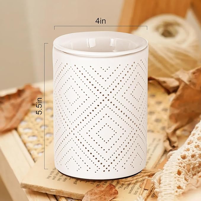 Ceramic Wax Melt Warmer, Electric Wax Warmer for Scented Waxes, Candle Warmer Oil Burner with Bulb, Fragrance Warmer Wax for Balcony, Spa Yoga Meditation, Birthday Gifts, (Diamond)