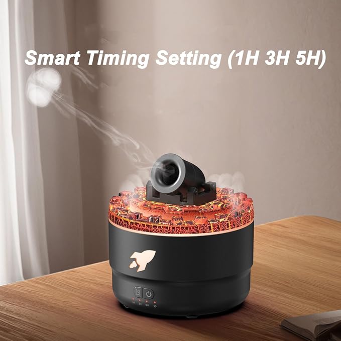Cannon Humidifiers with Timer for Bedroom, Cannon Aromatherapy Humidifier Diffuser, Essential Oil Aromatherapy Machine with Colorful LED Lights, Small Home Desktop (Black)