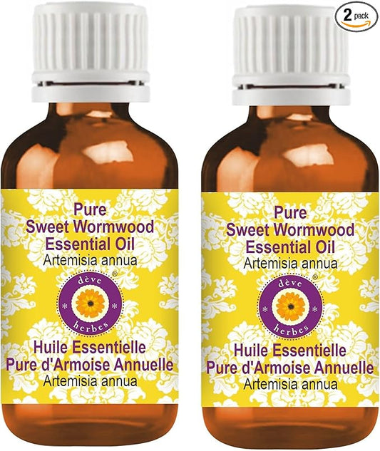 Deve Herbes Pure Sweet Wormwood Essential Oil (Artemisia annua) Steam Distilled (Pack of Two) 100ml X 2 (6.76 oz)