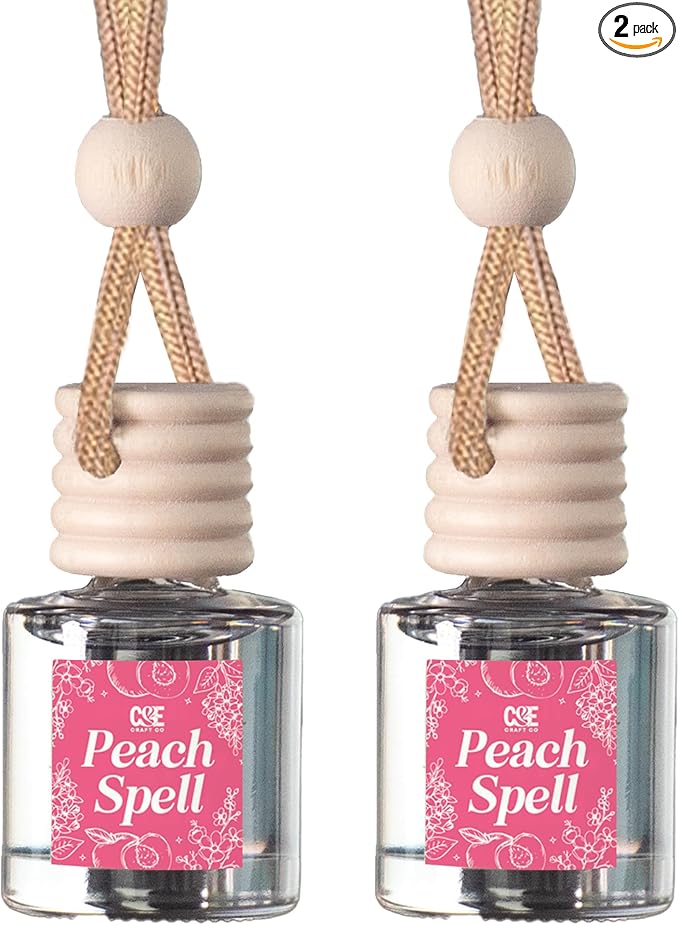 CANDECraftCo Car Air Hanging Fragrance Oil, Car Auto Freshener for Essential Oils, Scents Fragrance Aromatherapy Automobile Diffuser, Long Lasting (Peach Spell)