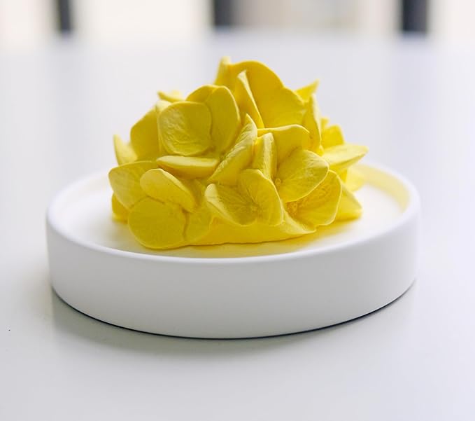 Essential Oil Passive Flower Diffuser -Non-Electric Peony Flower Porcelain Aromatherapy Diffusers for Small Mini Room, Desk Decorative, Bathroom (Yellow, Hydrangea)