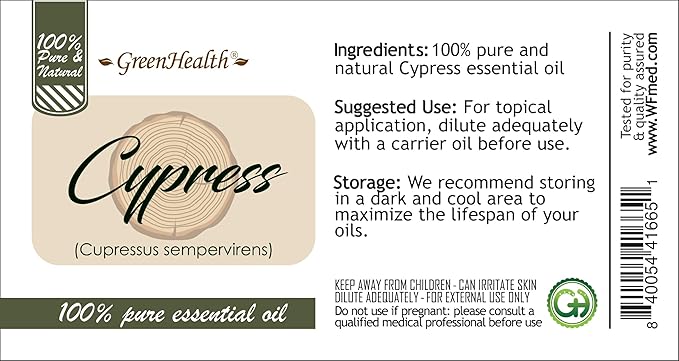 Cypress Essential Oil - 128 fl oz (1 Gallon) Plastic Bottle w/Cap - 100% Pure Essential Oil by GreenHealth
