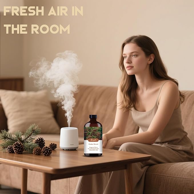 Cedarwood Essential Oil – MLYNKL Cedarwood Oils 4.33 fl oz for Diffusers, Humidifiers, Massage, DIY Candles, Soap, Cleaning, Home, Yoga, Office, Gifts - 130 ml
