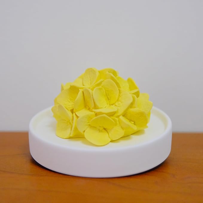 Essential Oil Passive Flower Diffuser -Non-Electric Peony Flower Porcelain Aromatherapy Diffusers for Small Mini Room, Desk Decorative, Bathroom (Yellow, Hydrangea)