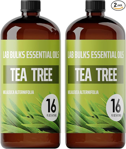 Lab Bulks Essential Oil Tea Tree Essential Oil 16 Ounce (2 Pack) – Aromatherapy Tea Tree Oil Bulk for Diffuser, Soap Making, Home, Candles