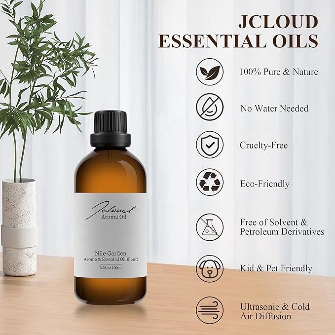 JCLOUD Nile Garden Essential Oil Inspired by Hermes | Hotel Scent - Pure Aromatherapy Diffuser Oil with Orange and Cinnamon, Home Luxury & Hotel Scents for Essential Oil Diffusers - 100mL