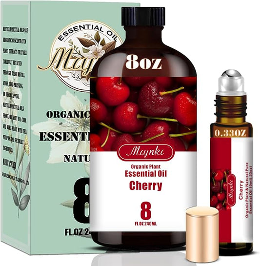 Cherry Essential Oil – MLYNKL Cherry Oils 8.33 fl oz for Diffusers, Humidifiers, Massage, DIY Candles, Soap, Cleaning, Home, Yoga, Office, Gifts - 250 ml