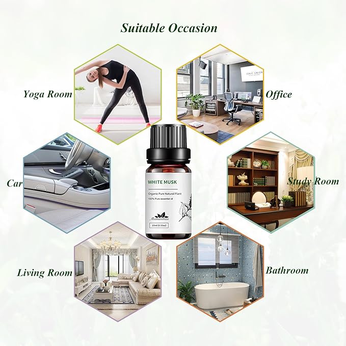 Mumianhua Pure White Musk Essential Oil - Therapeutic Grade Undiluted for Aromatherapy, Perfume Making & Skin Care, Vegan Musk Fragrance Oil 10ml