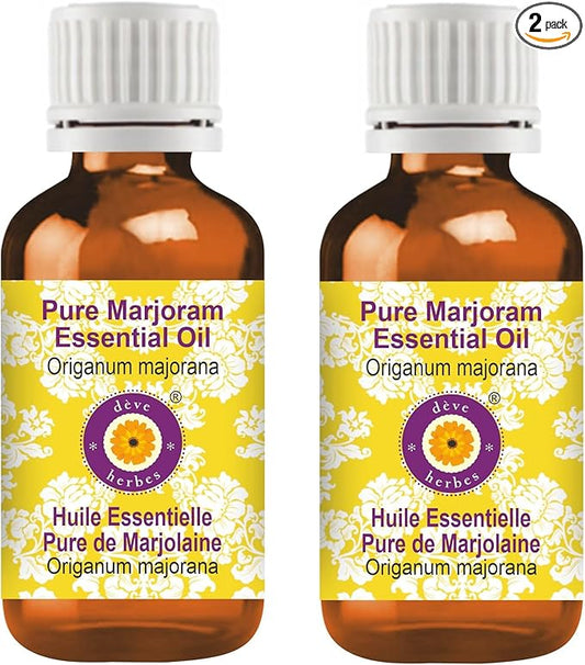 Deve Herbes Pure Marjoram Essential Oil (Origanum majorana) Steam Distilled (Pack of Two) 100ml X 2 (6.76 oz)