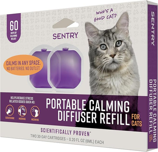 Sentry Behavior Portable Calming Diffuser Refill for Cats, Reduces Response to Normal Stress and Bad Behavior with Calming Phereomones, Easy-to-use Portable Design, 60 Day Release