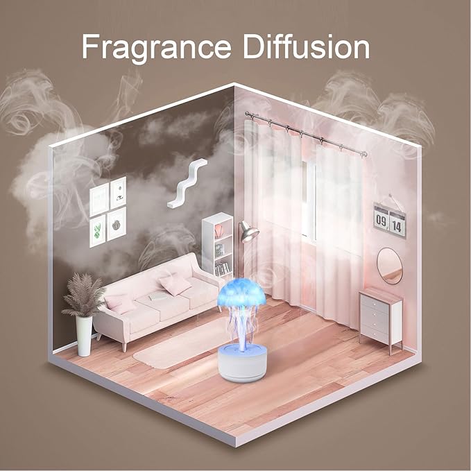 Humidifiers for Bedroom Home - Jellyfish Humidifier,300ml Essential Oil Diffuser with LED Color Night Light, Rotating Essential Oil Diffuser for Bedroom Office Hotel