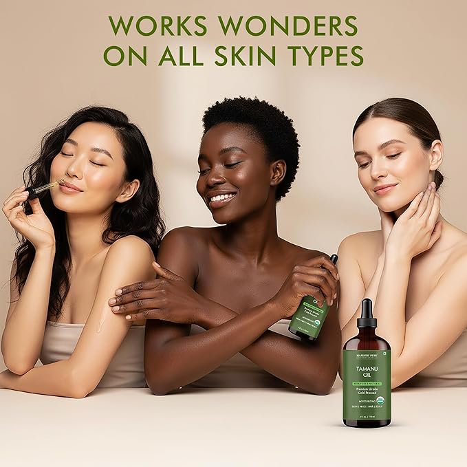 Majestic Pure Tamanu Oil 4 oz - 100% Pure & Natural - USDA Certified - Cold Pressed Carrier Oil for Face, Body, Lips, Nails, Shampoo & Conditioner