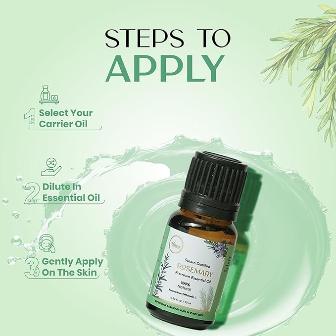 My Ace Rosemary Essential Oil | Pure, Natural & Premium Grade with Dropper for Scalp Care, Diffuser, Skin, Aromatherapy, Massage & Bath Use | 0.33 fl oz (Pack of 1)