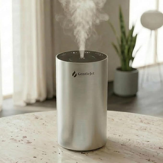 GentleJet LiteMist Waterless Nebulizing Essential Oil Diffuser – Cold Air Aromatherapy, USB-C Cordless 2000mAh Battery, Aluminum Portable for Home Office Car, 20ml