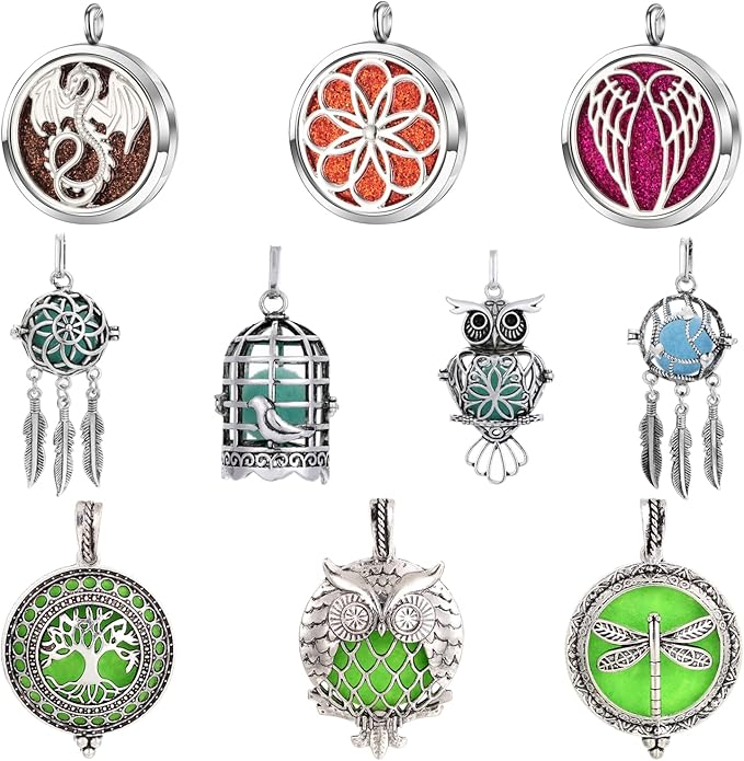 Mixed Pearl Cage Locket Pendants Set, Essential Oil Diffuser DIY Necklace Bracelet Jewelry Making Craft, Bulk Beads Aromatherapy Diffuser Charms Gifts for Women Girls