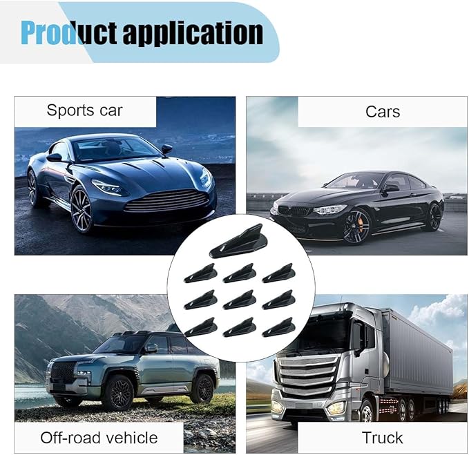 10PCS Rear Diffuser Car Shark Fin Spoiler Kit, Black Mini Spoiler Roof Wing, Auto Rear Tail Wing Compatible with Air Vortex Generator, Universal Car Decoration Accessories (Black)