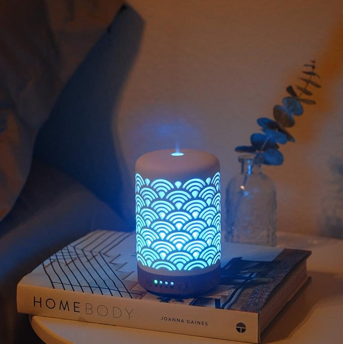 Essential Oil Diffuser White Ceramic Diffuser 100 ml Timers Night Lights and Auto Off Function Home Office Humidifier Aromatherapy Diffusers for Essential Oils