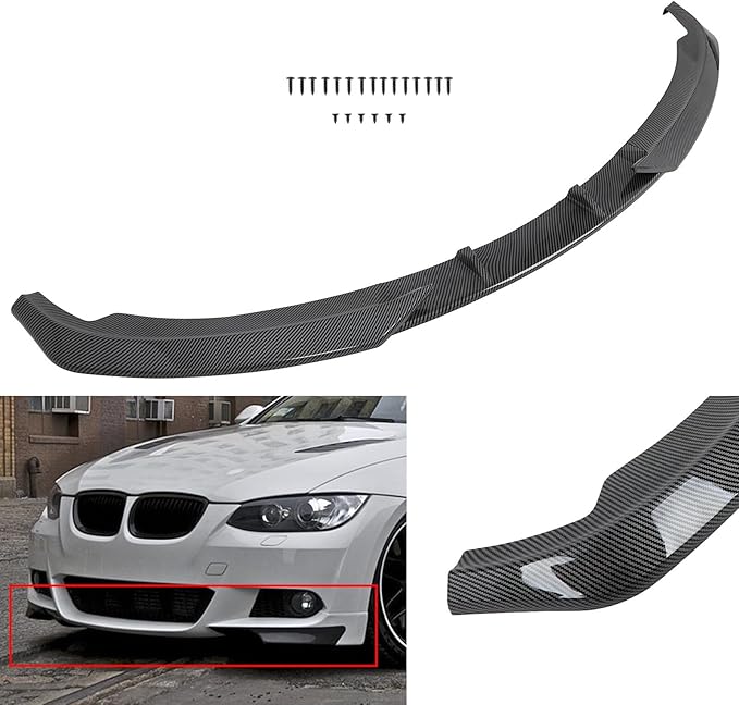 SCITOO Glossy Carbon Look Front Bumper Lip Fits for 2011-2013 for BMW 3-Series E92/E93 Facelift PP Front Lip Spoiler