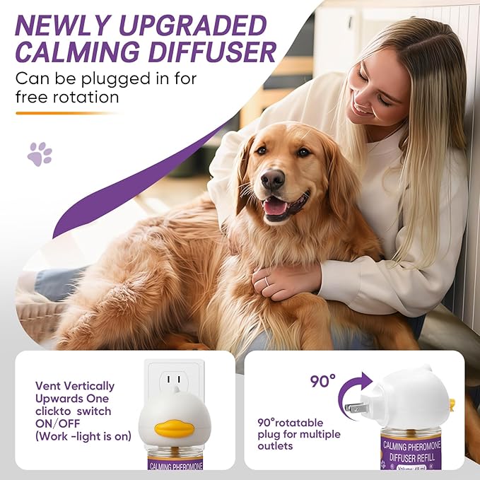 Dog Calming Pheromones Diffuser 6 in 1 Kit Appeasing Pheromone Diffuser to Calm (2 Plug in+4 Pack 48ml Refill) for Anxiety Relief Reduce Aggression Fighting Barking Stress 120 Day Supply