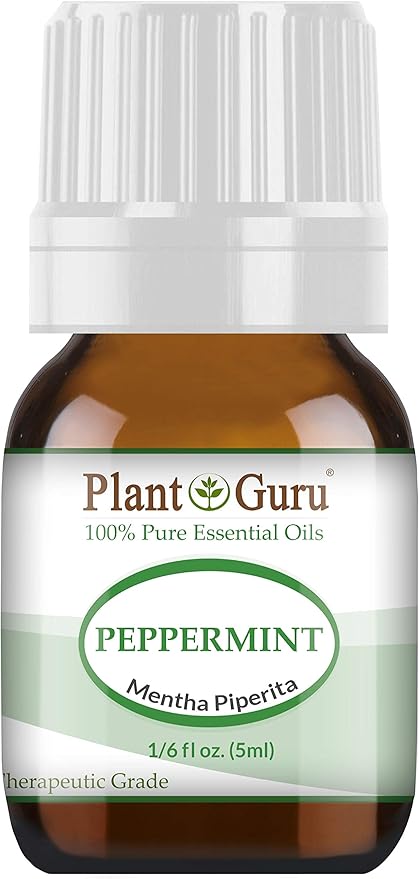 Plant Guru Peppermint Essential Oil 5 ml 100% Pure Undiluted Therapeutic Grade Extract of Mentha Piperita, Great for Aromatherapy Diffuser, Skin Body and Hair