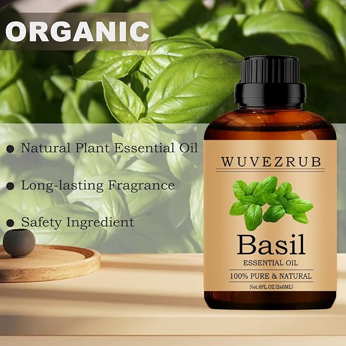 Basil Essential Oil, 240ML Pure and Natural for Aromatherapy Diffuser - 8 Fl Oz