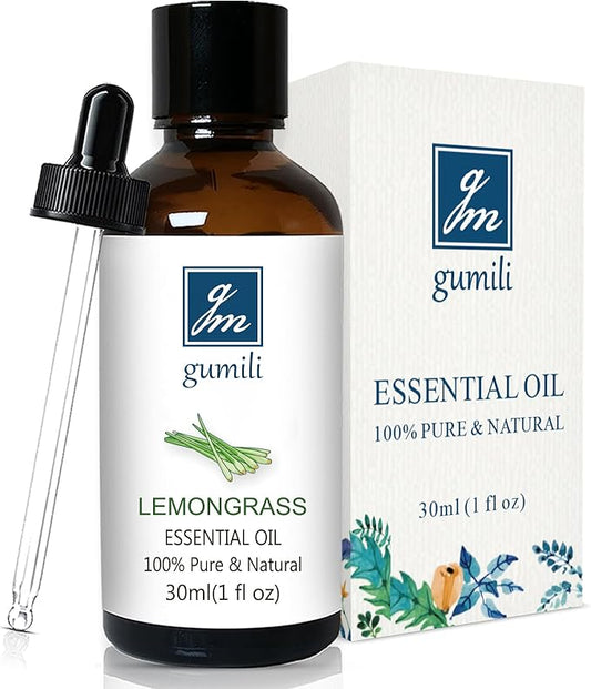 GM Gumili Lemongrass Essential Oil 1 Oz – 100% Pure Natural Lemongrass Oil for Diffuser