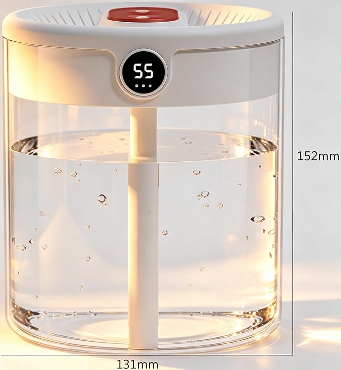 Generic 2L Anti Gravity Humidifier, Smart Bedroom Humidifier With Humidity Display, Anti Gravity Water Drop Cool Mist Diffuser, 3 Modes Dual Spray Mute Humidifier With Night Light. (White)