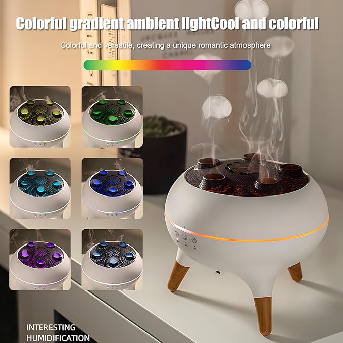 Essential Oil Jellyfish Diffuser, Aromatherapy Diffuser, 250ml Ultrasonic Cool Mist Humidifier, Music Sync Jelly Fish Diffuser with 7 Colors Light, Remote, Timer for Home Office (White)