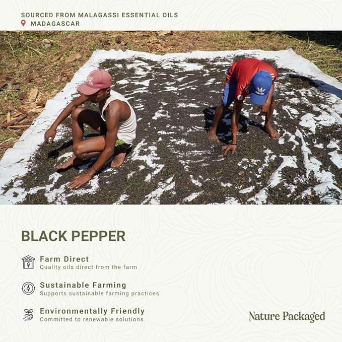 Black Pepper Essential Oil - Direct from Madagascar Farms - Steam Distilled - Aceite Pimienta Negra for Aromatherapy, Massage, Diffuser, DIY Candle and Soap Making - 8oz
