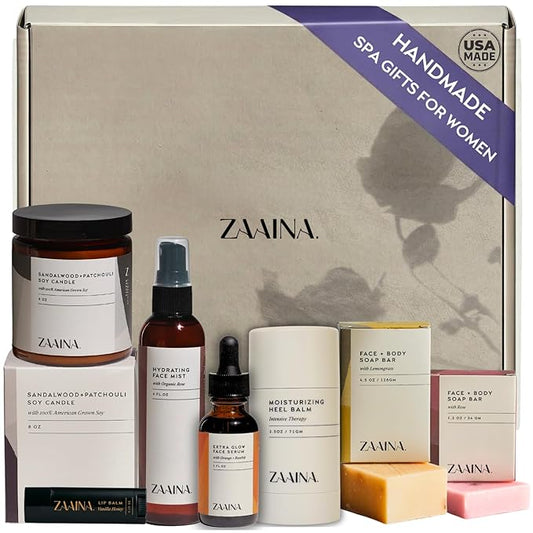 ZAAINA Spa Gift Set for Women - Mother's Day Gifts for Mom, Luxury Self Care Package for Mom Wife Friend, Bath and Body Relaxation Spa Kit, Natural Pampering Care Package, Birthday Gifts for Women