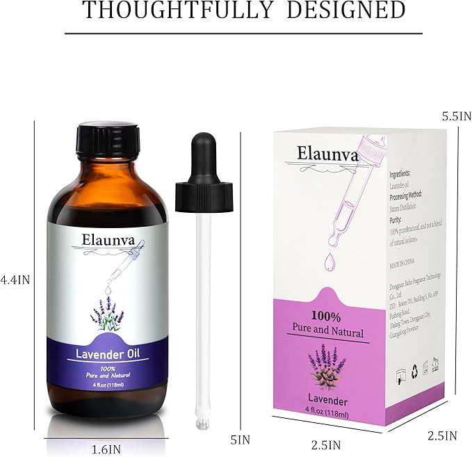 Lavender Essential Oil, 4Fl.Oz (118ML) 100% Pure&Natural Essential Oils Singles for Aromatherapy Diffusers, Humidifiers,DIY Candle and Soap Making, Gift,Plant Scent Chrstmas Gifts, Lavender