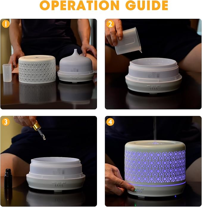 Large Essential Oil Aromatherapy Diffuser for Home Bedroom Metal Hollow Decorative Room Ultrasonic Air Scent Mist Aroma Diffuser 500ML Defusers -Black