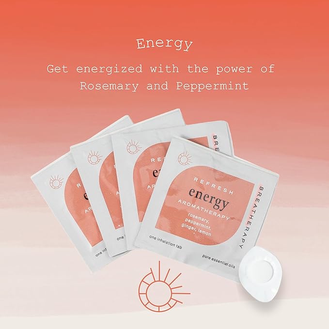 Aromatherapy Energy Patches - Pure Essential Oil Aroma Patch - Rosemary and Peppermint Essential Oils for Energy - 4-Pack