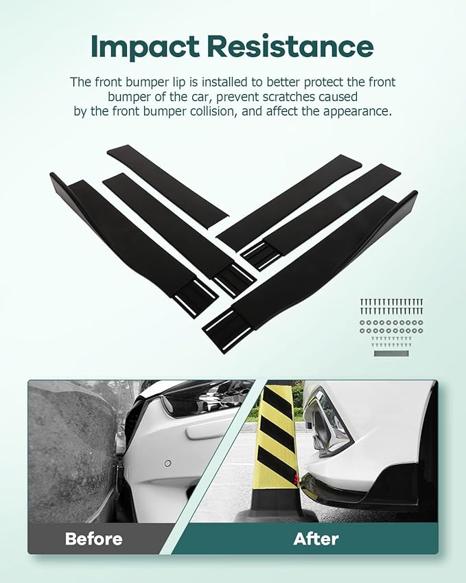 SCITOO Matte Black Universal 6PCS Side Skirt Left Right Rocker Splitters Winglet Canard Diffuser