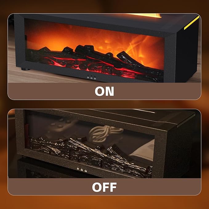 Fireplace Diffusers for Essential Oils Fireplace Humidifier with Remote 150ml Fireside Ultrasonic Humidifier Bonfire Flame Diffuser with 7 Colors Light for Home Room Office (Black+Essential Oils)