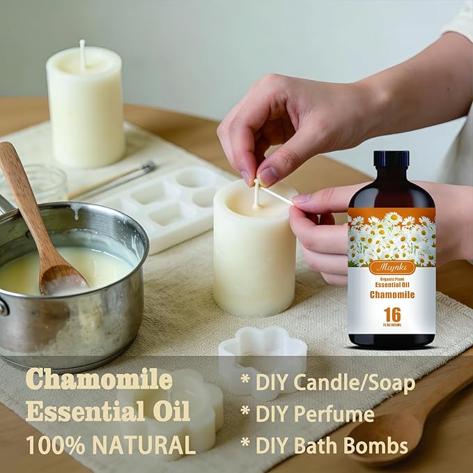 Chamomile Essential Oil – MLYNKL Chamomile Oils 16.33 fl oz for Diffusers, Humidifiers, Massage, DIY Candles, Soap, Cleaning, Home, Yoga, Office, Gifts - 490 ml