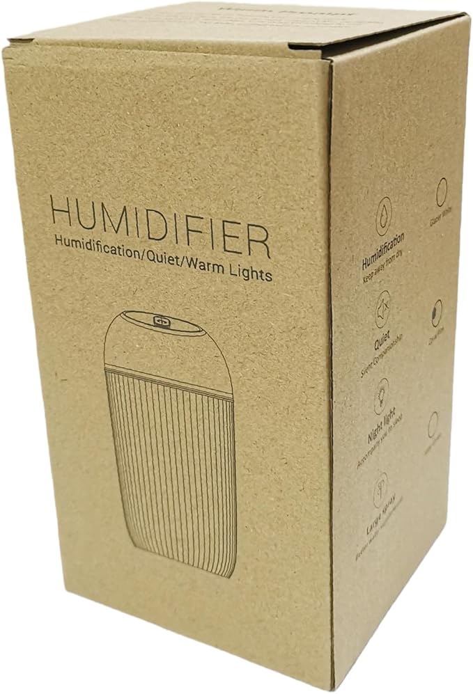 Mini USB Humidifier - Large Capacity, Ultra-Quiet 20dB, 2 Modes (Continuous/Intermittent) with Anti-Dry Burn & Night Light, Nano Mist for Room/Car/Office Desk (<10㎡) (White, 420ml)