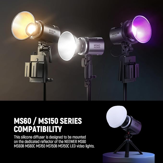NEEWER COB Light Diffuser for MS60/150 Reflector, Silicone Diffuser, Soft Lighting Accessory for Dedicated Reflector of NEEWER MS60 MS60B MS60C MS150 MS150B MS150C LED Video Lights, CRS8